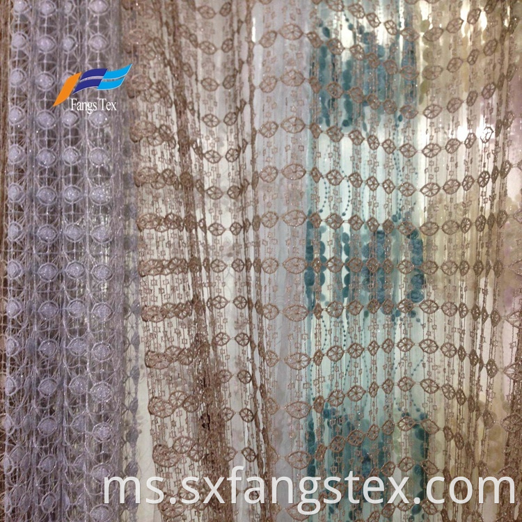 Fancy Embroideted Sheer Voile Window Curtain Fabric 3